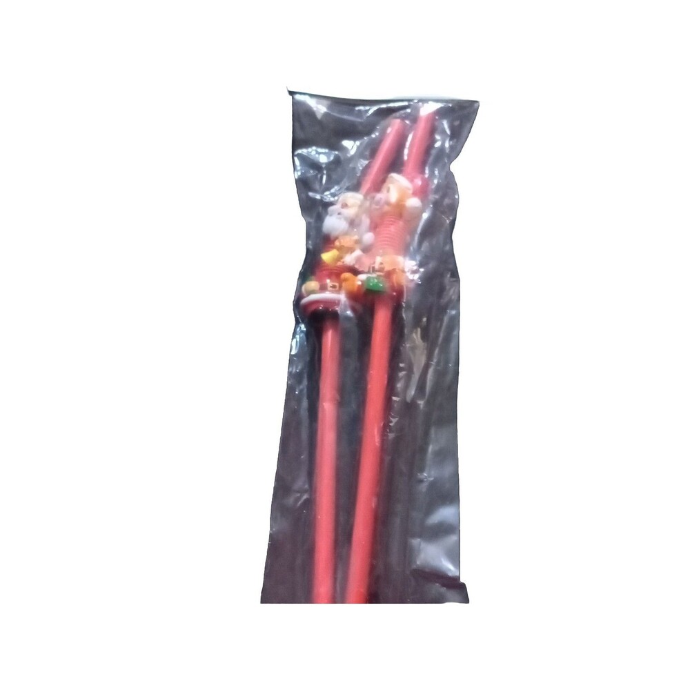 Christmas Silly Colorful Drinking Straws  Reusable Santa & Bear